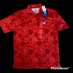 Georgia Bulldogs Hawaiian Style Polo Shirt Champion Men's medium NWT New Floral.